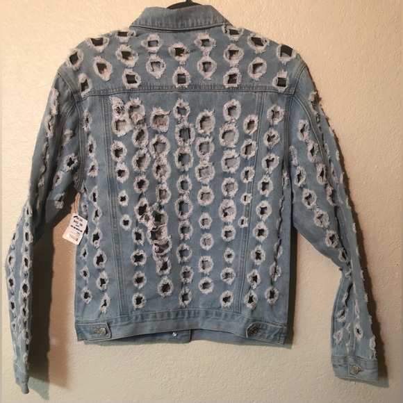 DIPPLE DENIM OVERSIZED DISTRESSED JACKET SIZE: SMALL - Picture 2 of 7